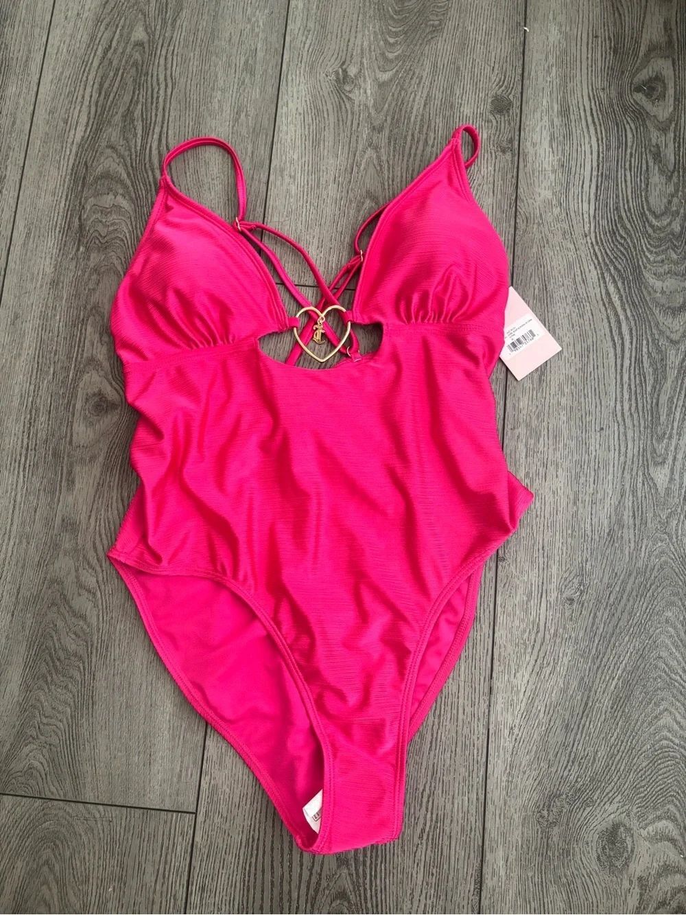 Juicy couture woman’s Hot Pink One-Piece Swimsuit with Strappy Ring Detail
